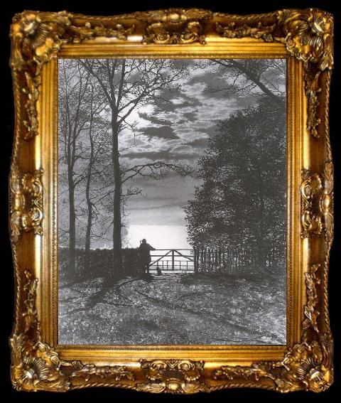 framed  Atkinson Grimshaw Under the Hollies,Roundhay Park,Leeds, ta009-2